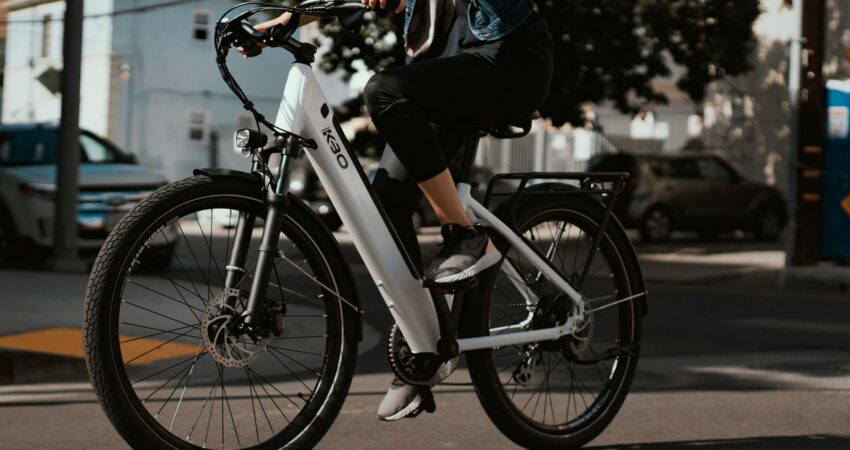 A rider on an electric bike on a Northern New Jersey street