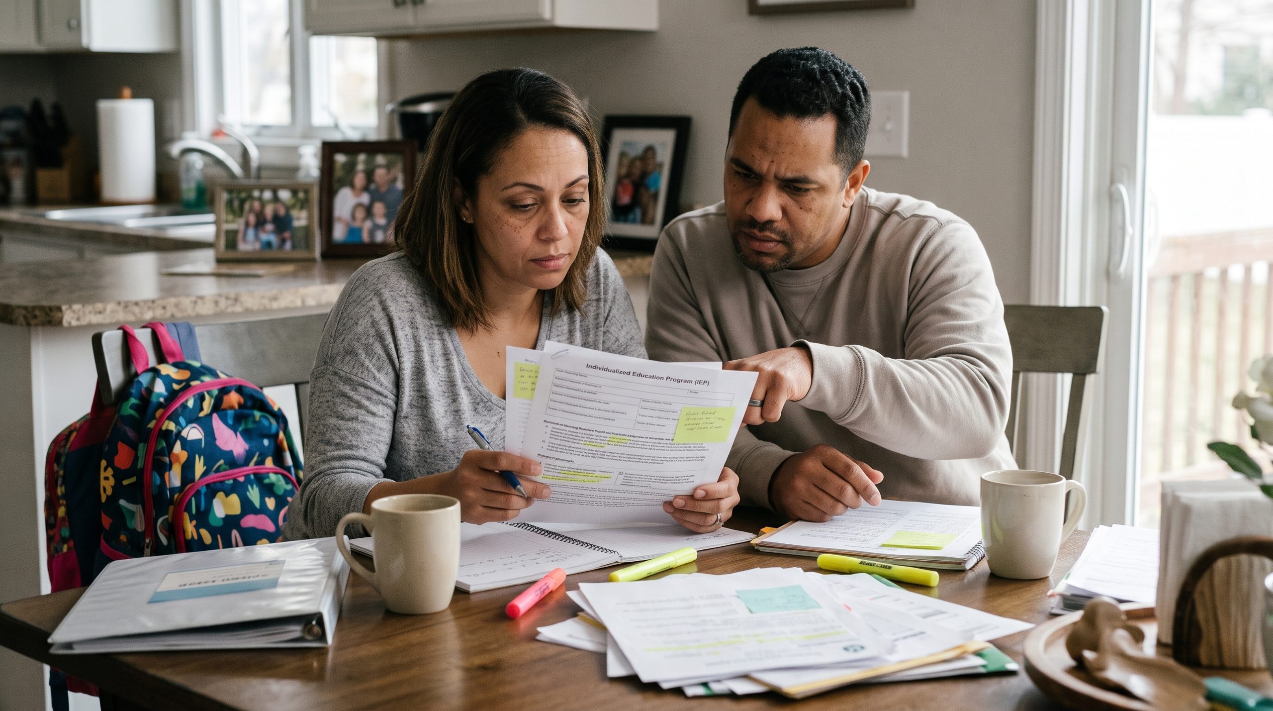 Parents reviewing special education IEP documents for stay-put enforcement in Bergen and Passaic County New Jersey