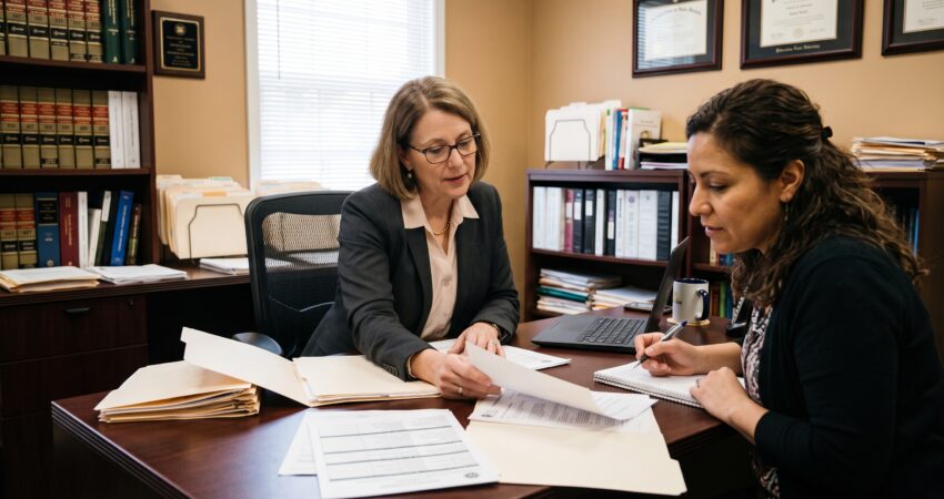 School law attorney consulting with a Hispanic mother regarding Child Find rights and CST evaluations in Passaic and Bergen County